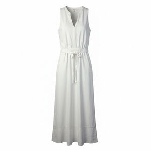 Splendid White Lyocell Linen Blend Maxi Dress Sleeveless V-Neck Tie Waist Sz Sm